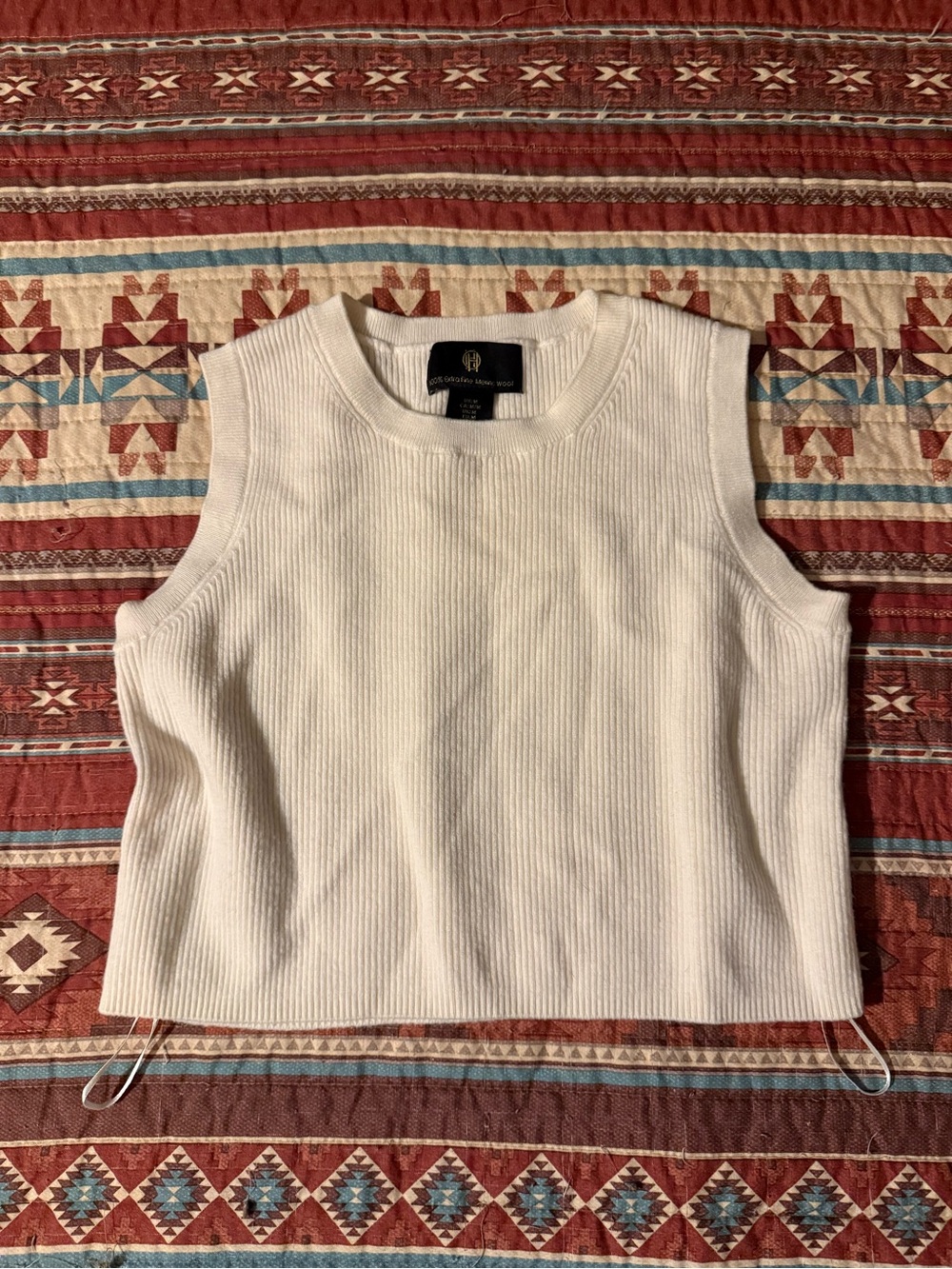 House of Harlow 1960 White Ribbed Sleeveless merino wool Tank size medium